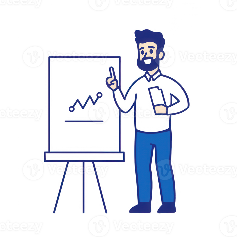 Confident man presenting growth chart in a business environment. png