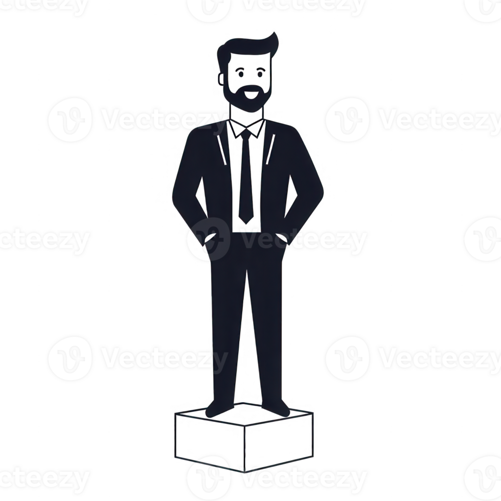 Stylish businessman standing confidently with hands in pockets. png