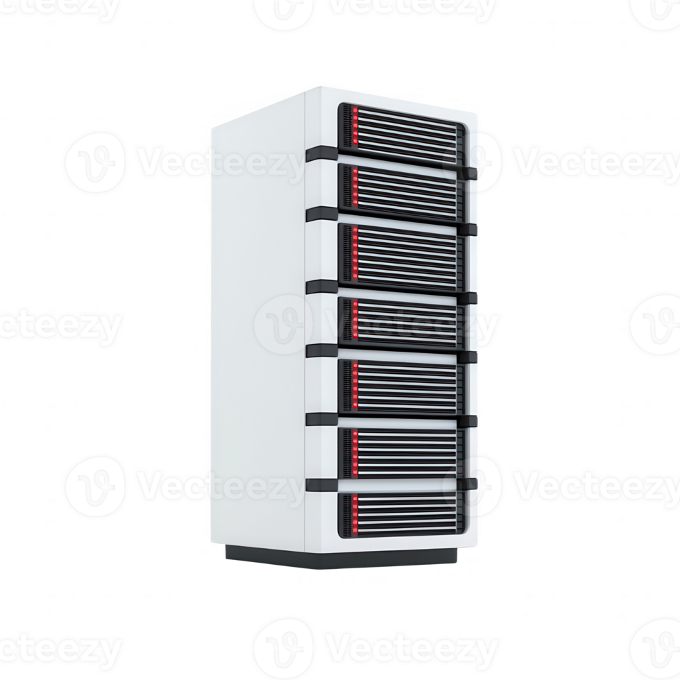Modern server tower with sleek design and optimized performance features. png