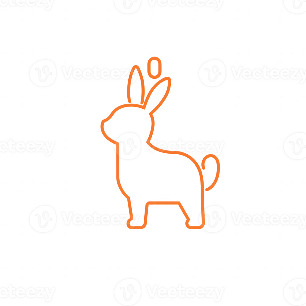 Stylized silhouette of a playful rabbit, showcasing charm and whimsy in design. png