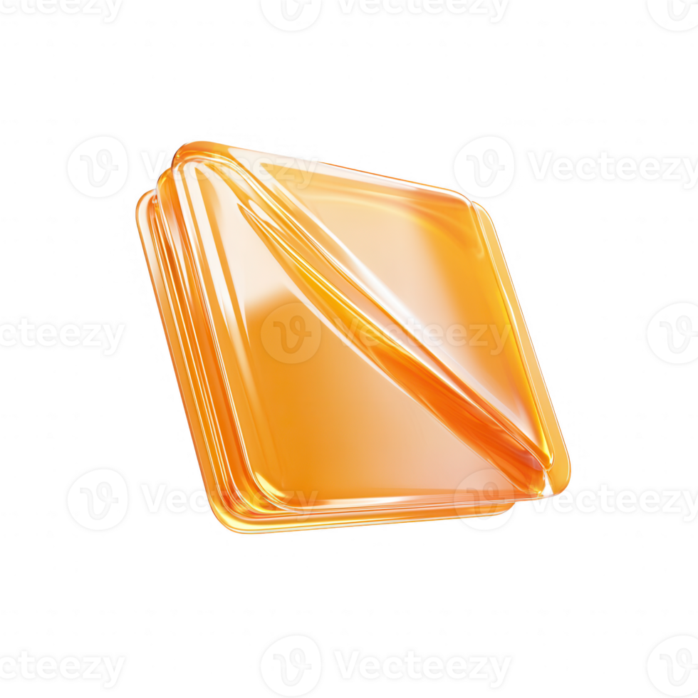 Shiny orange butter block, perfect for cooking and baking, on a transparent background. png