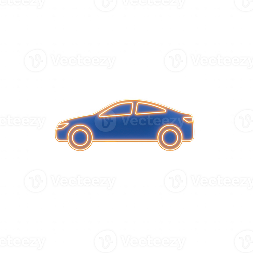 Stylized blue car silhouette with an eye-catching glow effect. png