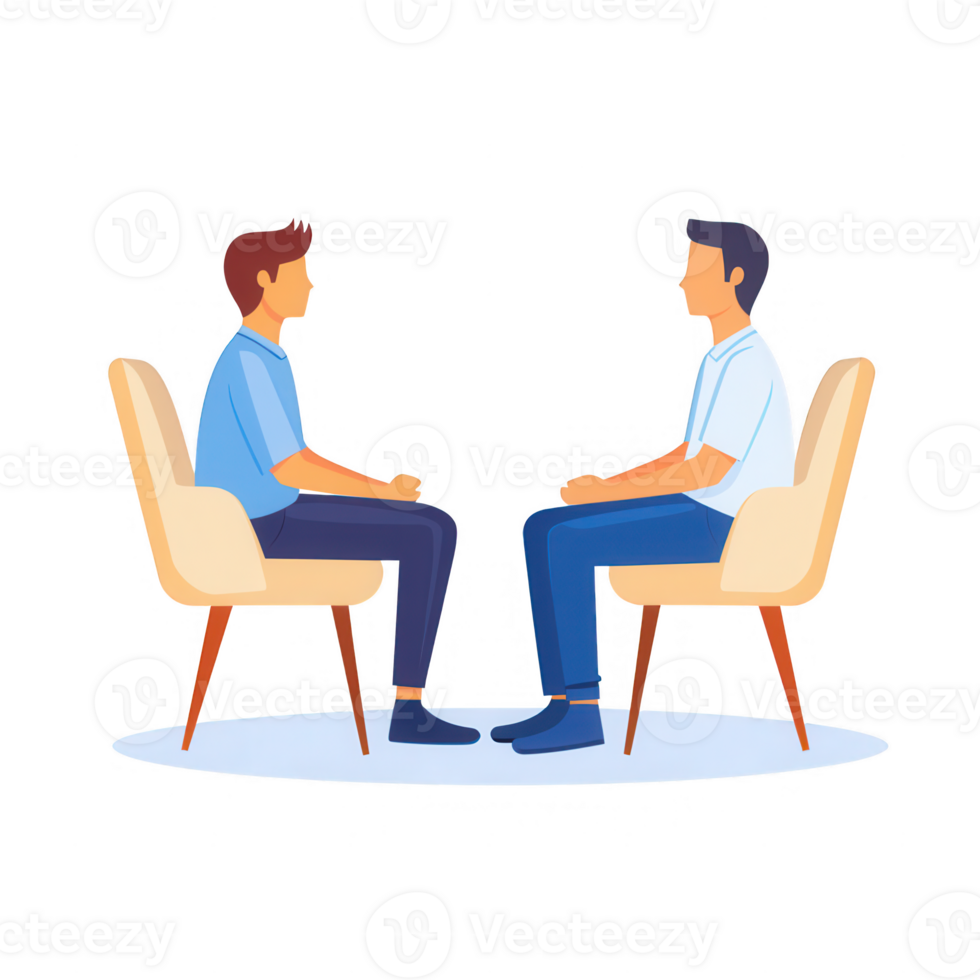 Two individuals engaged in a meaningful conversation while seated. png
