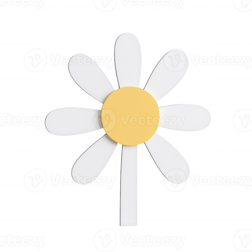 A colorful paper daisy flower with white petals and a yellow center, symbolizing joy. png