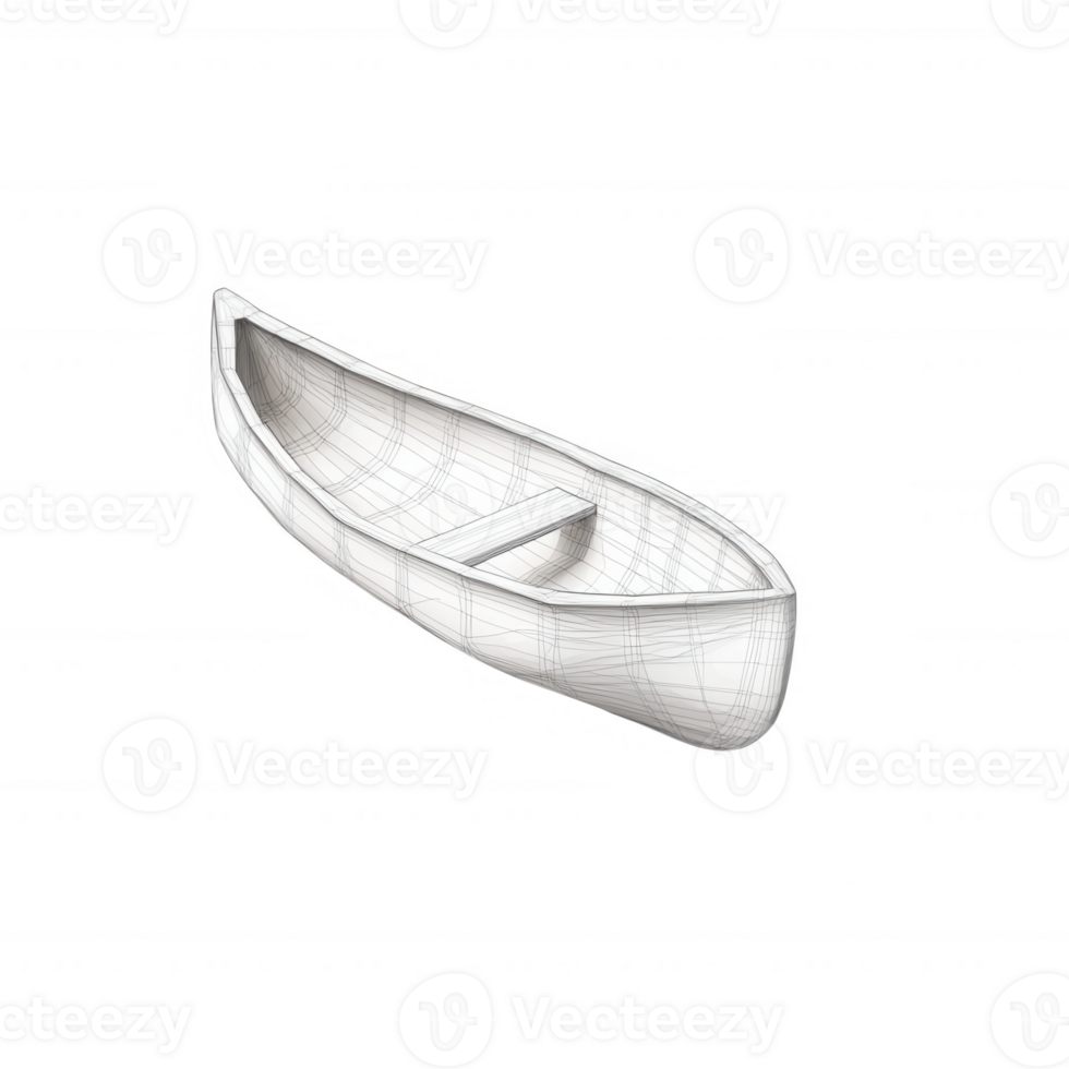 A minimalist illustration of a canoe showcasing its sleek design and curves. png