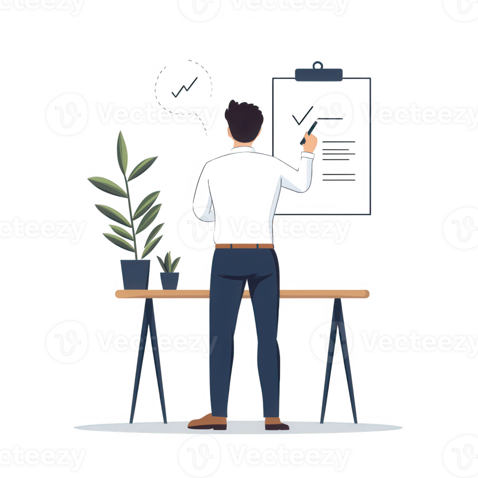 A professional organizing tasks and ideas at a stylish workspace with plants. png
