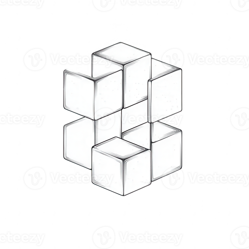 Abstract design featuring interconnected cubes in a minimalist style. png