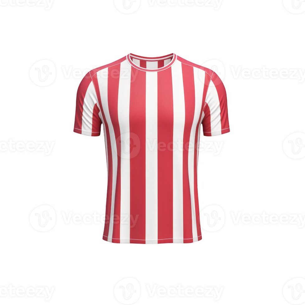 A vibrant red and white striped sports jersey for athletic activities and events. png