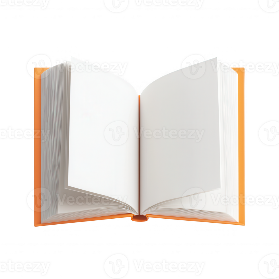 An open blank book showcasing empty pages for creative ideas and writing inspiration. png