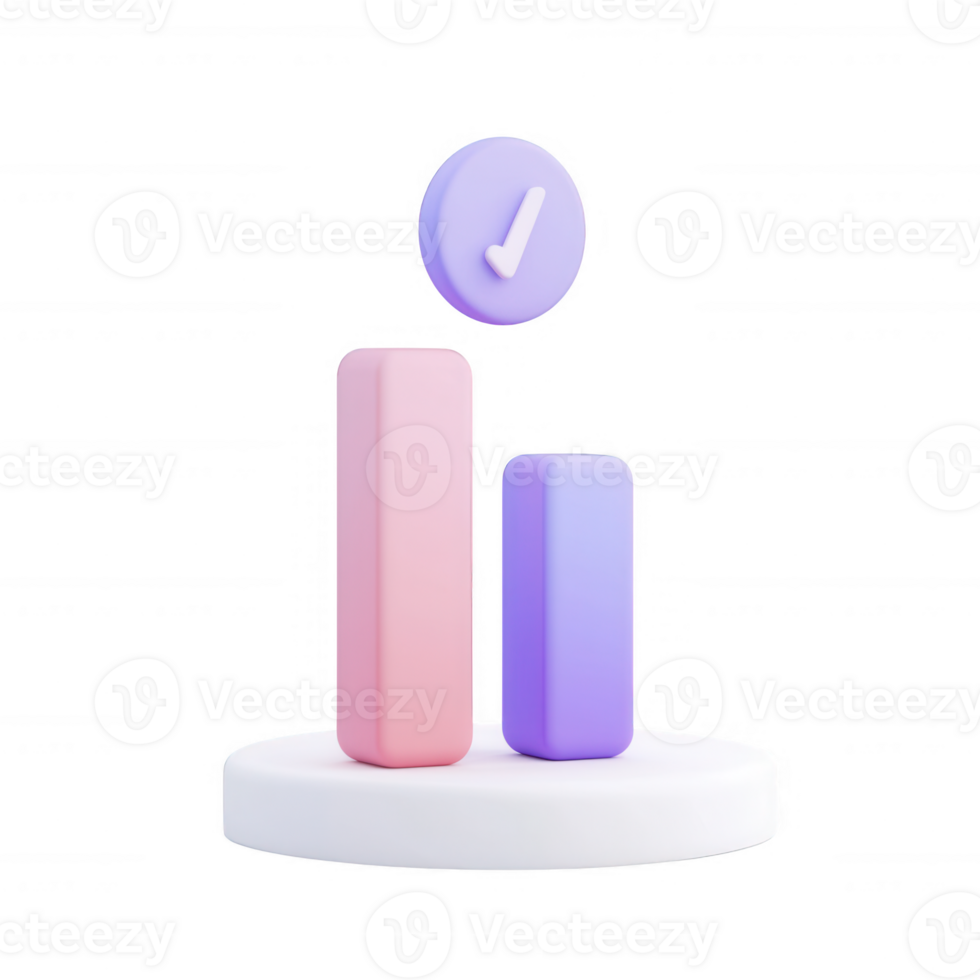 Modern data visualization with colorful bars and a check mark symbolizing success. png