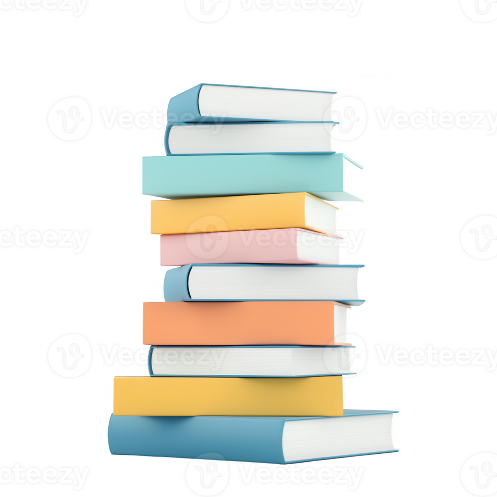 Colorful stack of books representing knowledge and passion for reading. png