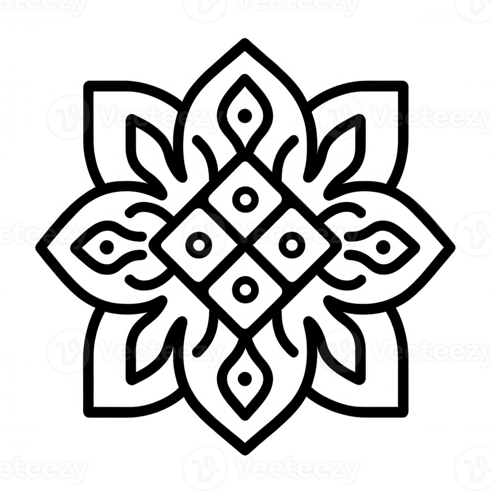 Intricate floral design symbolizing harmony and spirituality in different cultures. png