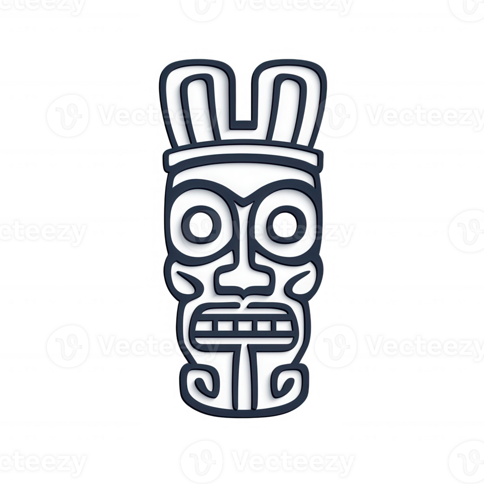 Illustration of a traditional mask with intricate details and cultural significance. png