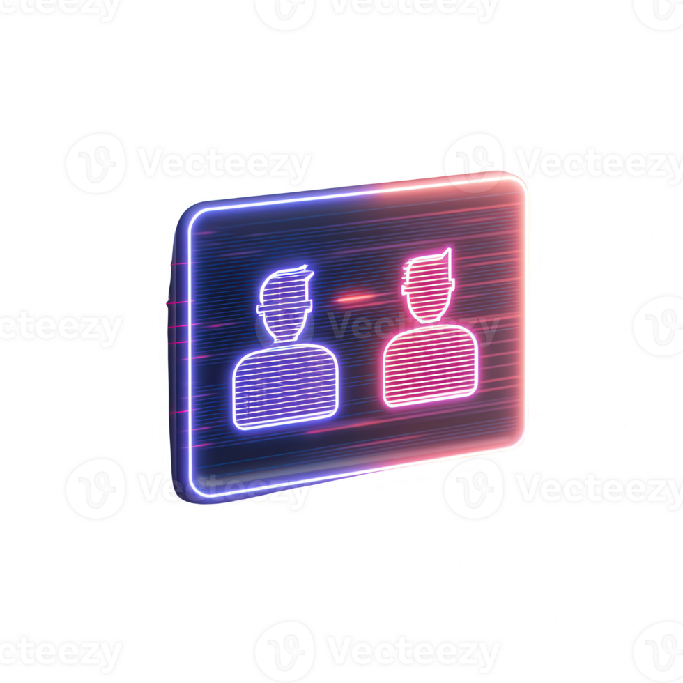 Neon interface representing digital communication and user interaction. png