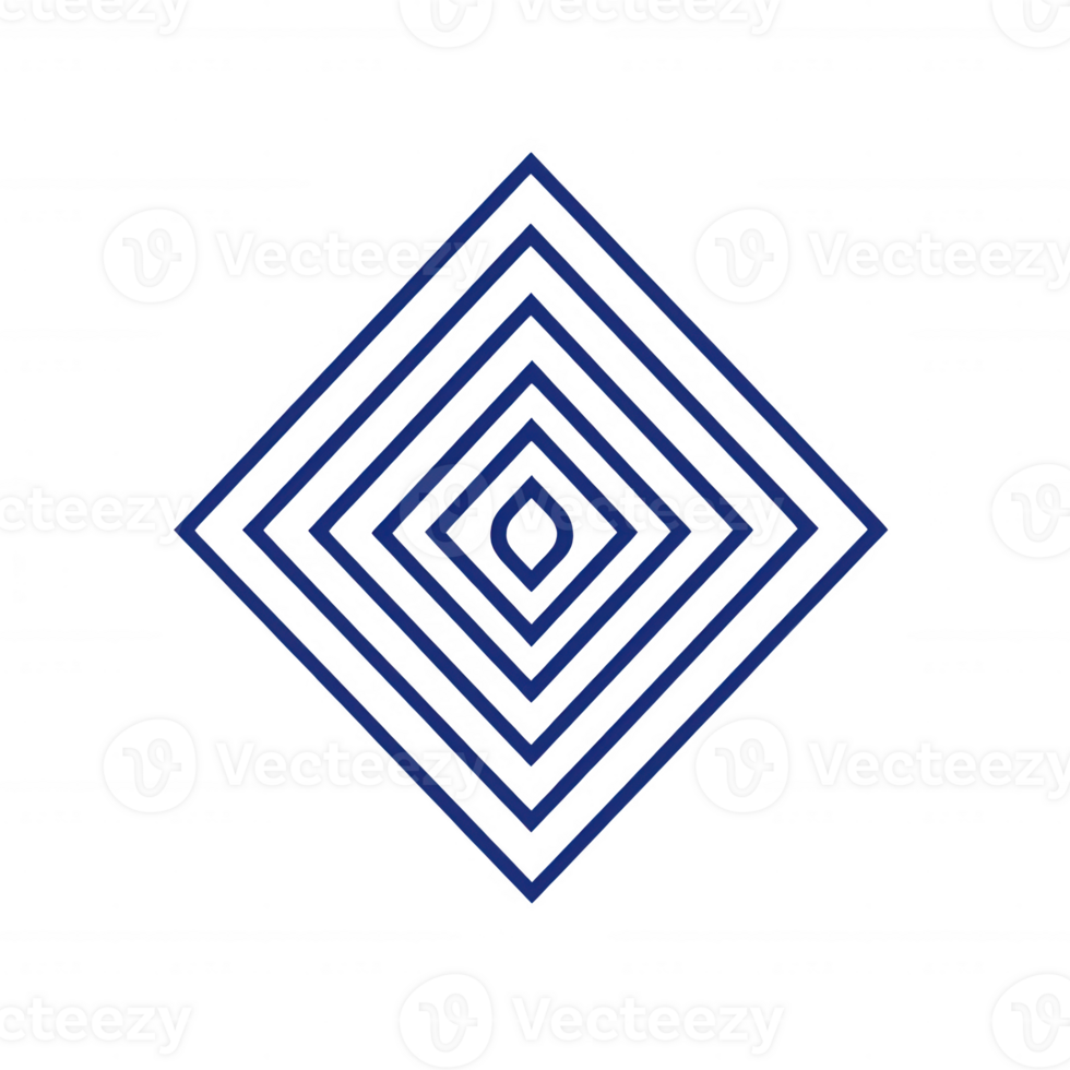 Dynamic blue diamond shape with layered pattern creating a sense of depth and movement. png