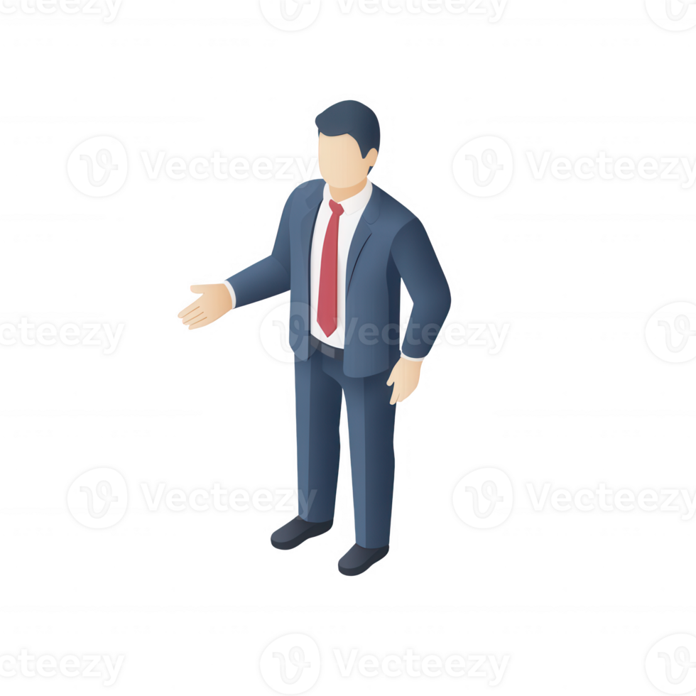 Professional business man presenting with open gesture in a corporate setting. png