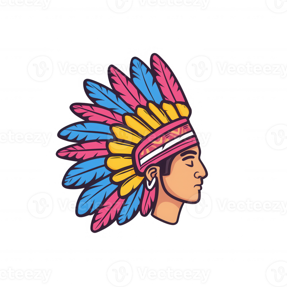 Illustration of a Native American headdress showcasing vibrant colors and traditional design. png