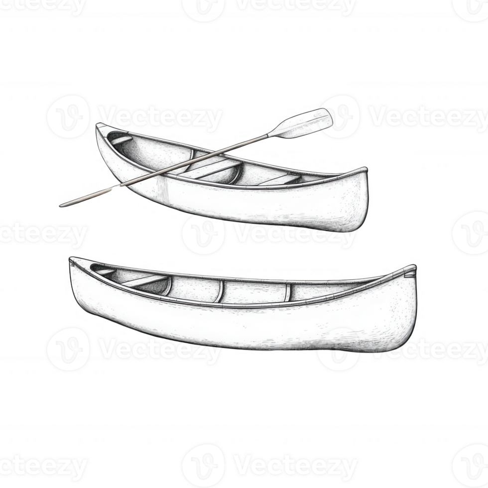 Illustration of two canoes with an oar, perfect for outdoor adventure themes. png