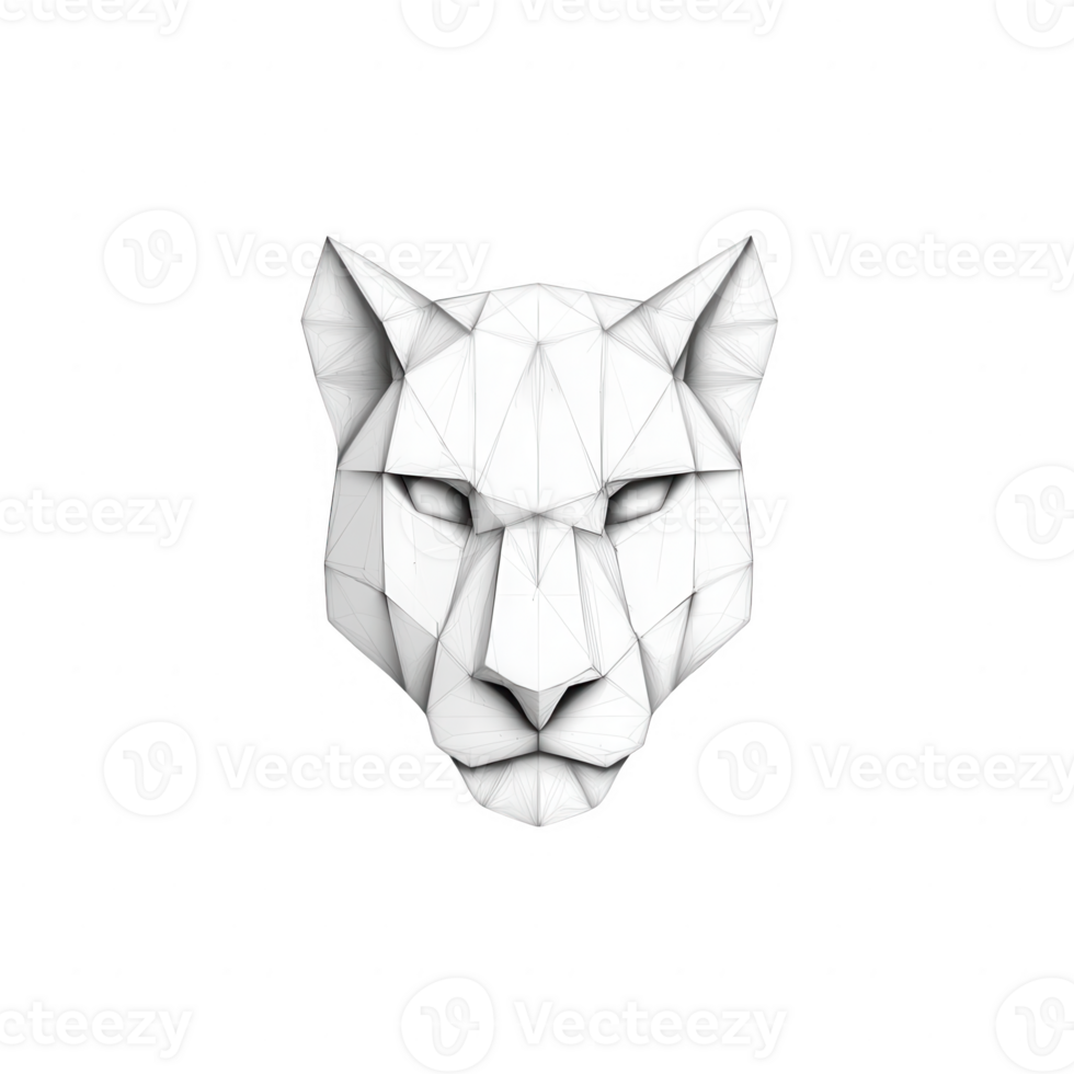 Stylized polygonal representation of a panther's head in minimalistic design. png