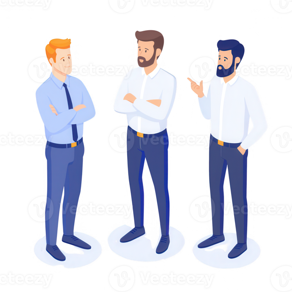 Three professionals engaging in a discussion, showcasing teamwork and collaboration. png
