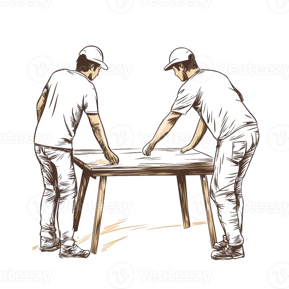 Two men engaged in a friendly game at a wooden table, showcasing leisure and competition. png