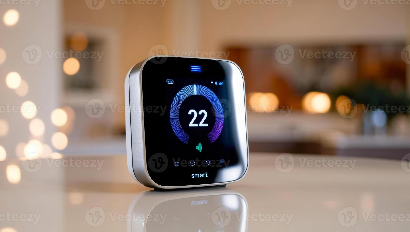 Contemporary smart home system, with a sleek and modern interface displaying real-time data on energy consumption and usage photo