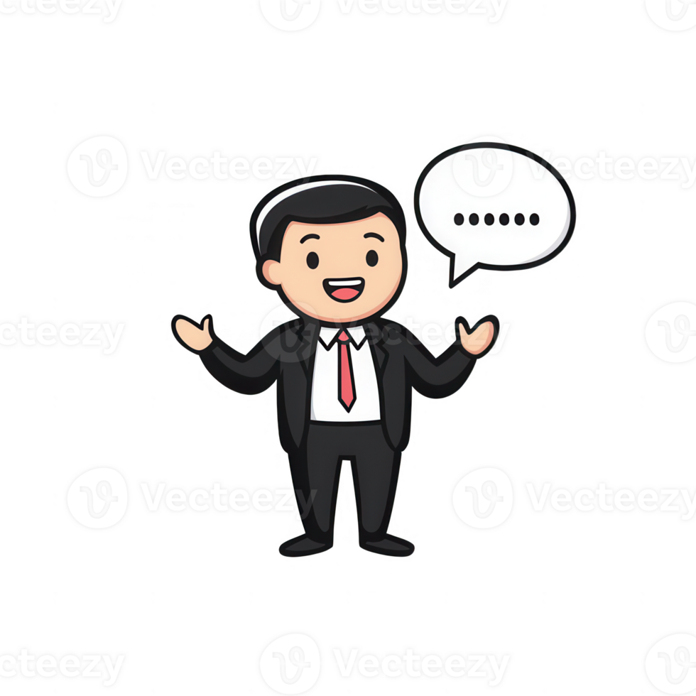 A cheerful businessman presenting ideas with enthusiasm and confidence. png