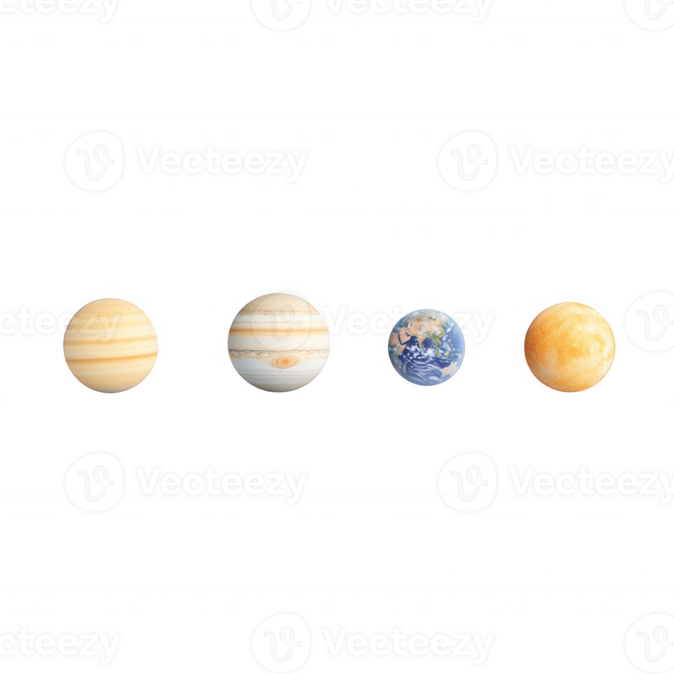 A comparison of planets showcasing their unique features and sizes. png