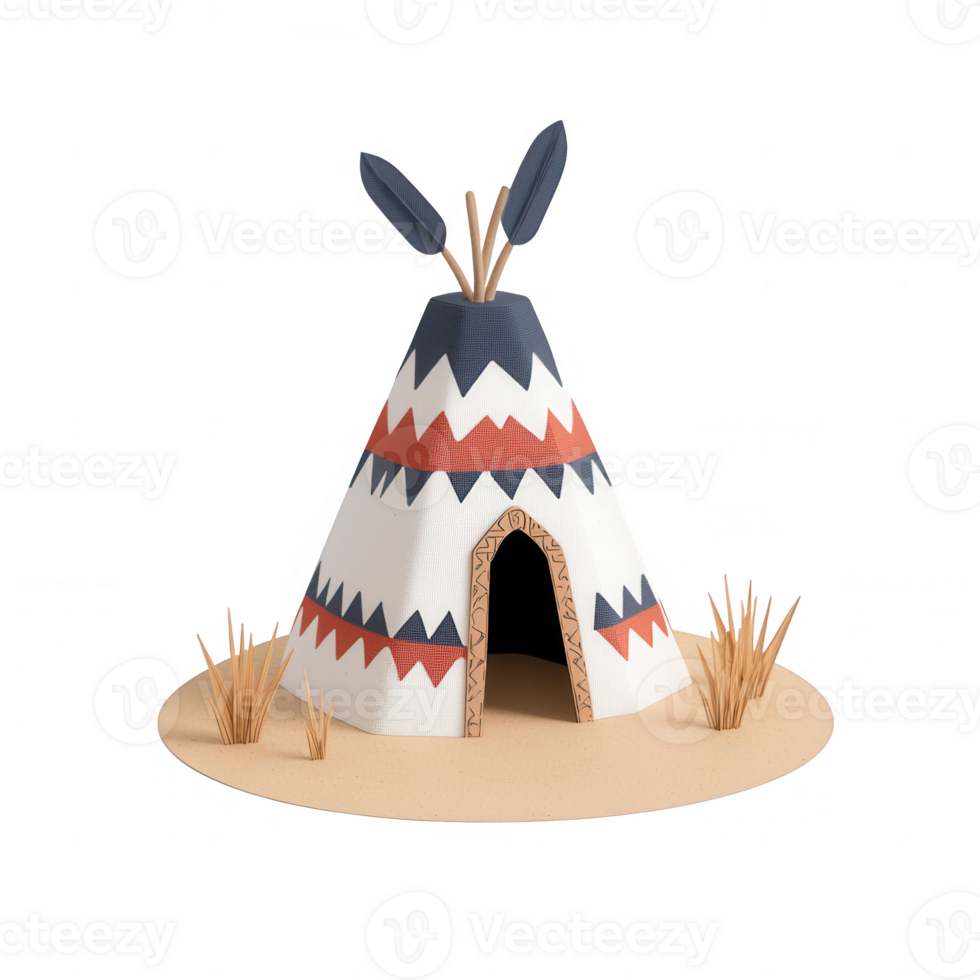 A colorful and artistic representation of a traditional teepee structure. png