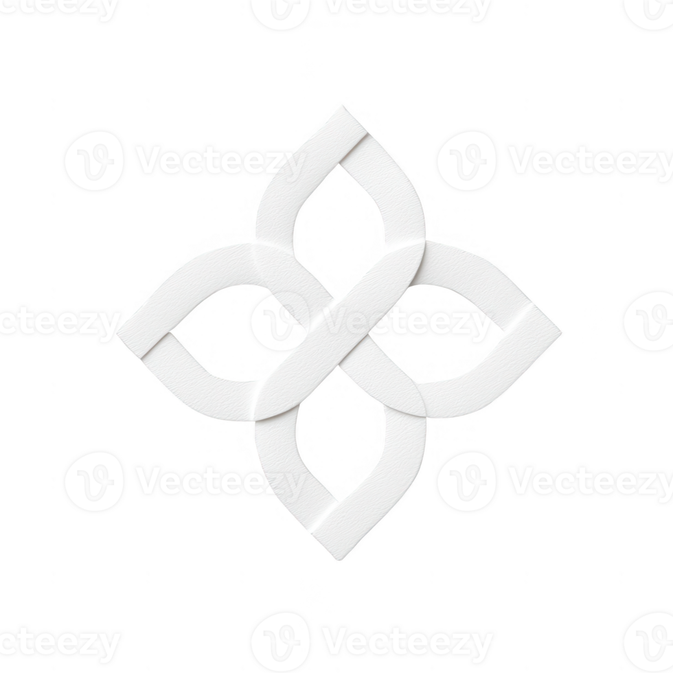 A minimalist white design featuring interlocking shapes creating a unique pattern. png