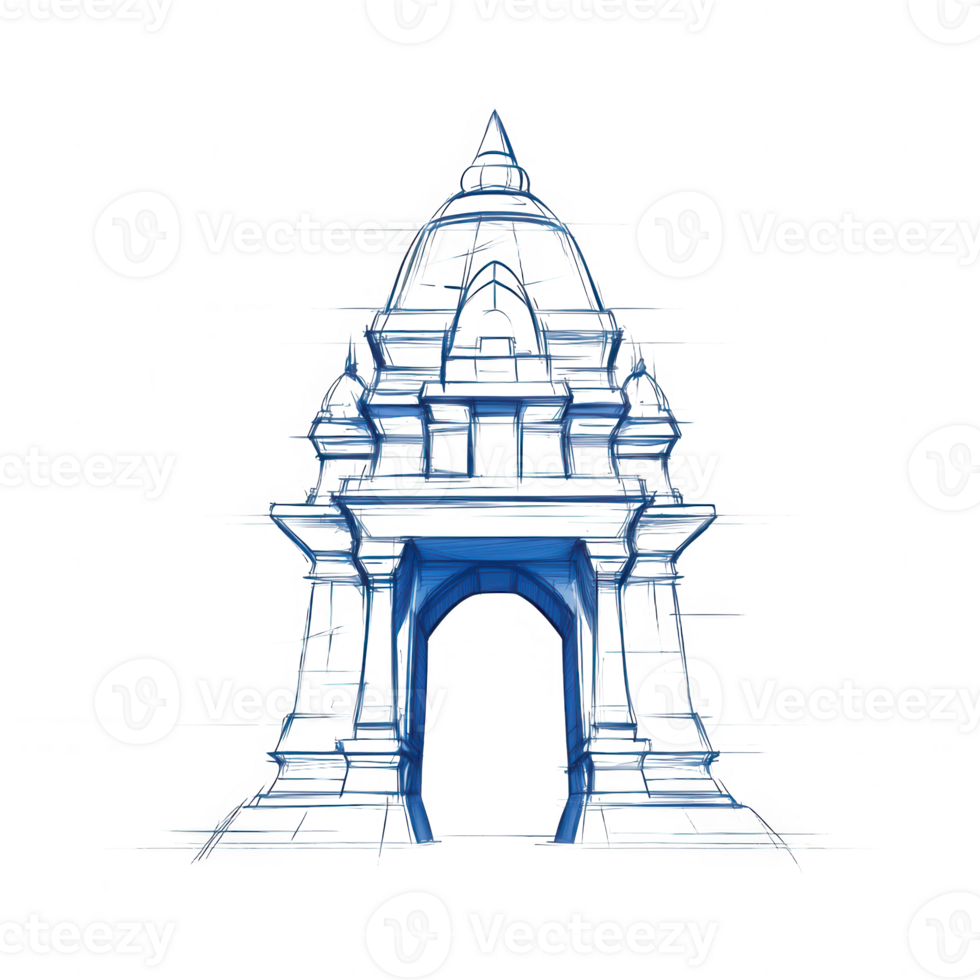 A stunning blue architectural structure with intricate designs and a majestic archway. png