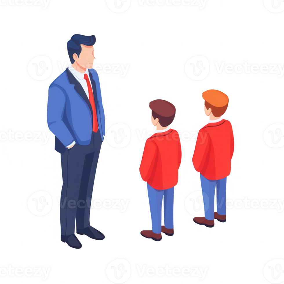 An adult speaking to two children, showcasing a moment of communication and learning. png