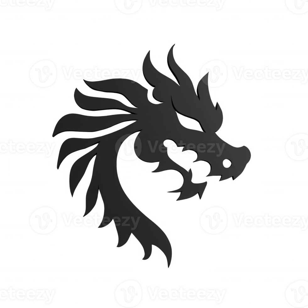 A stylized illustration of a dragon's head, symbolizing power and mythology. png