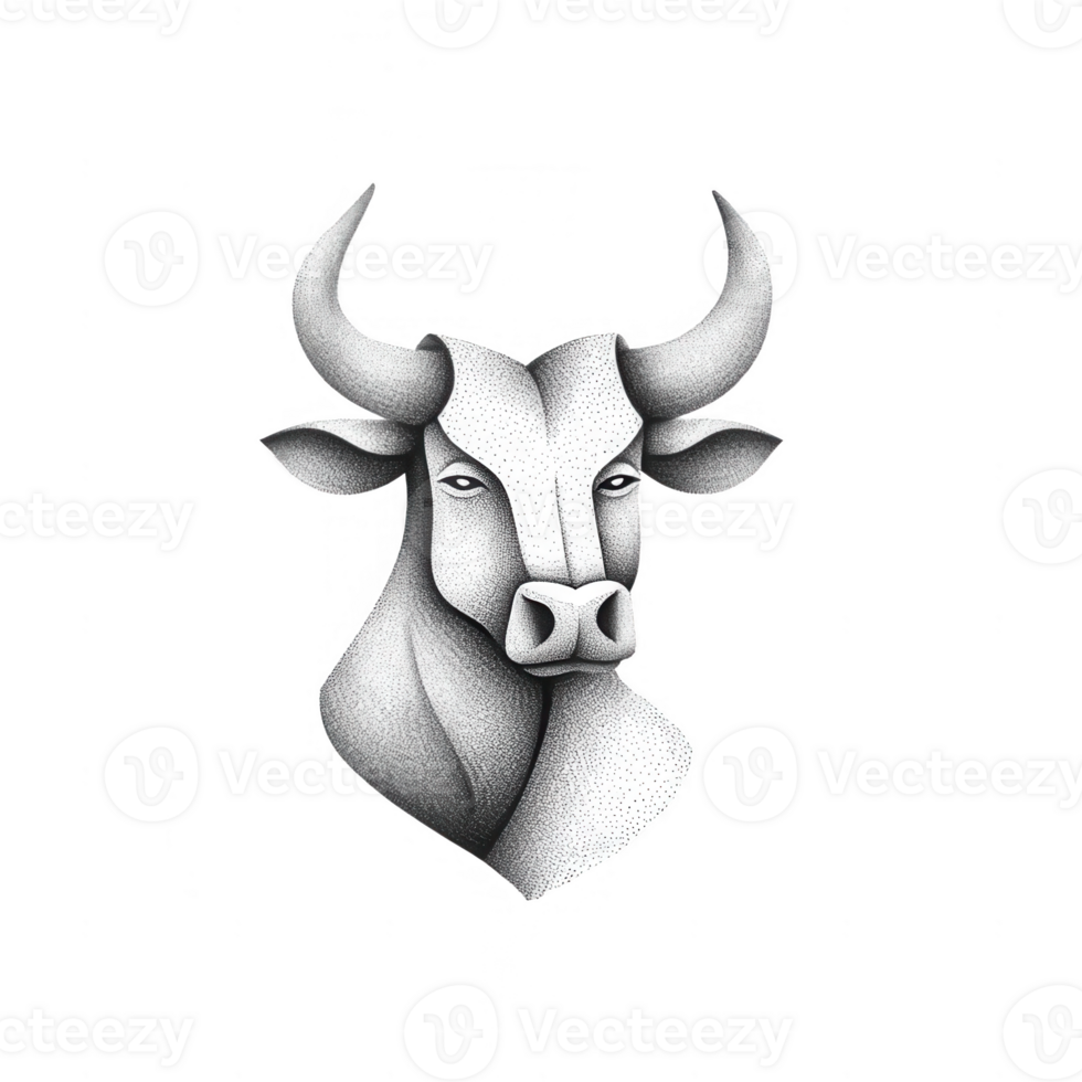 A stylized illustration of a bull's head showcasing strength and determination. png