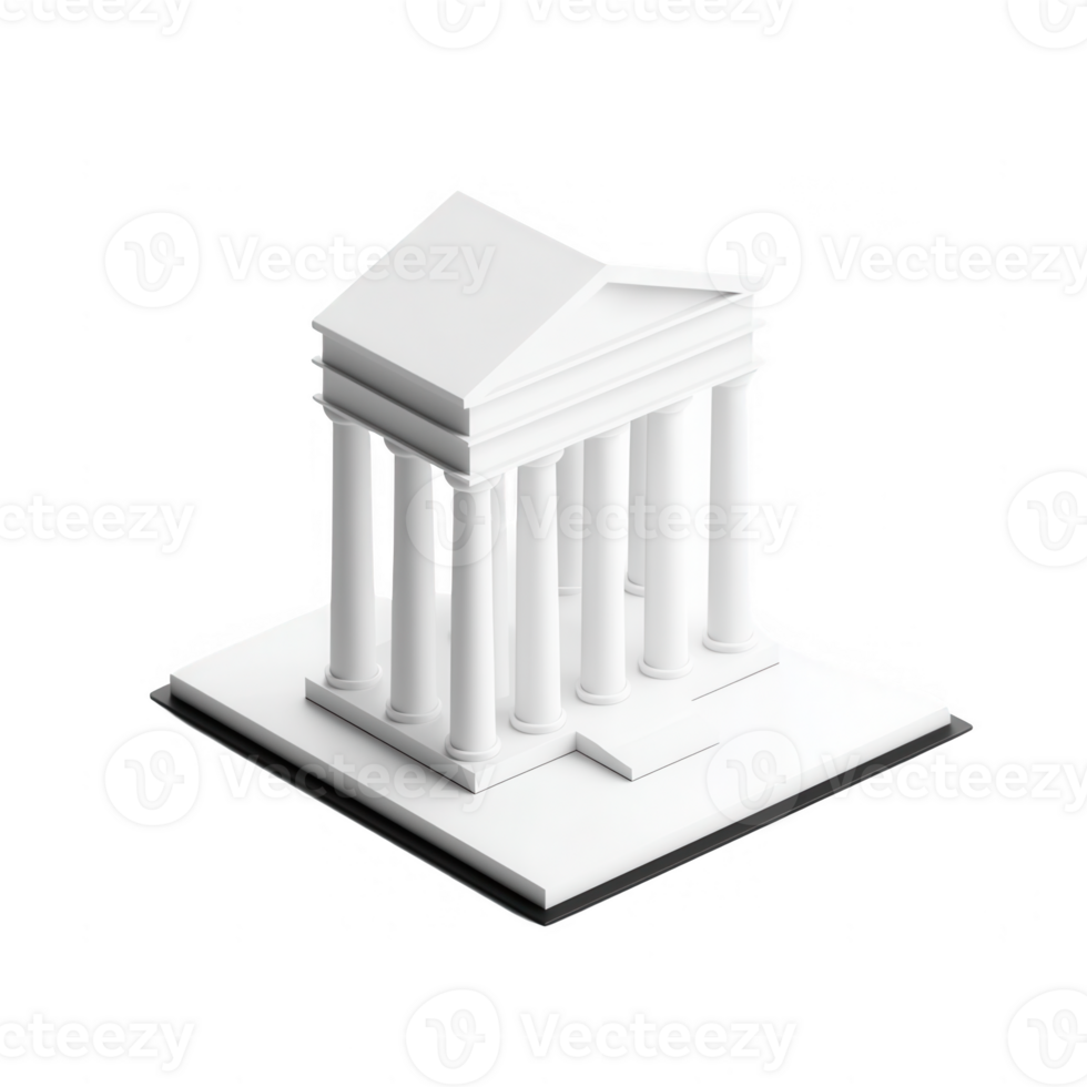 A white classical building with columns, symbolizing strength and elegance. png
