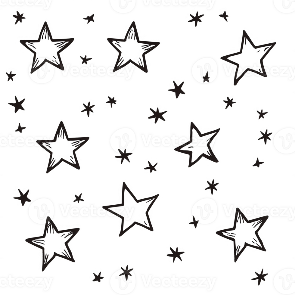 A whimsical illustration of scattered stars on a dark background, perfect for designs. png
