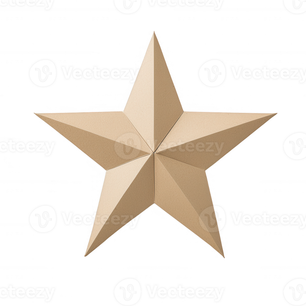 A three-dimensional star shaped design in beige color, perfect for various projects. png