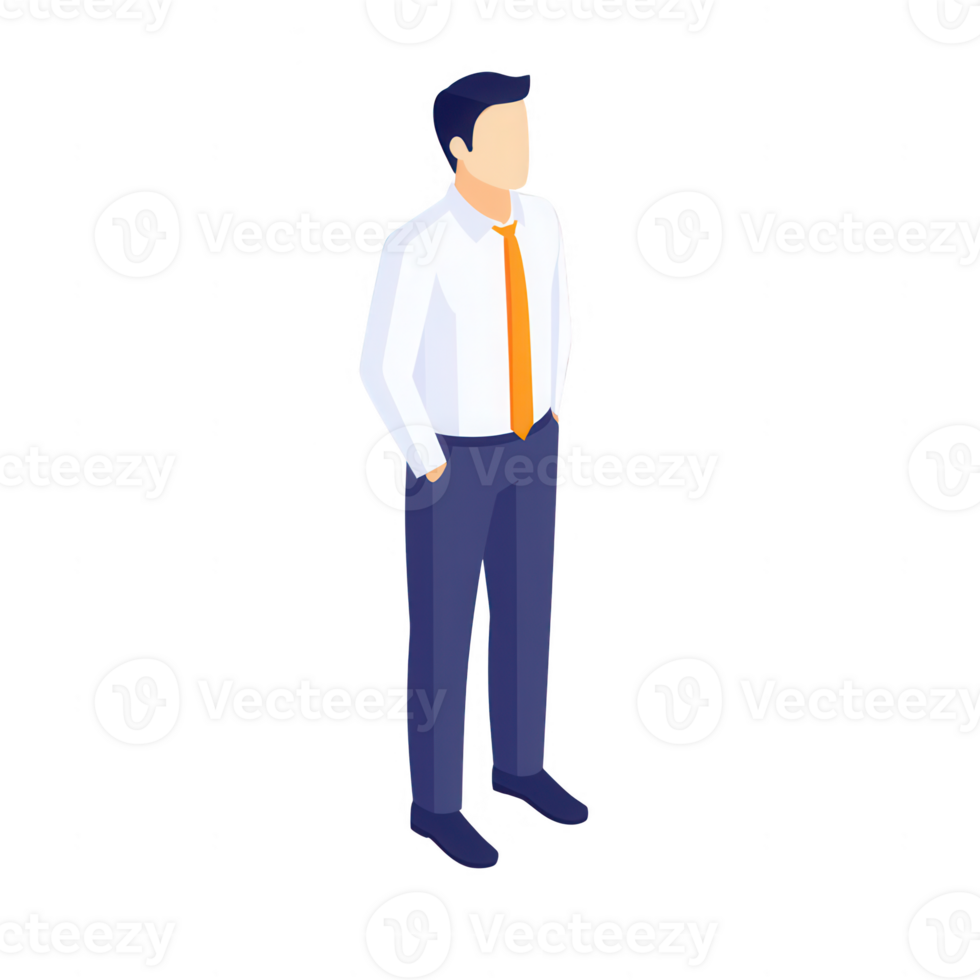 Professional businessman standing confidently with hands in pockets, ready for success. png