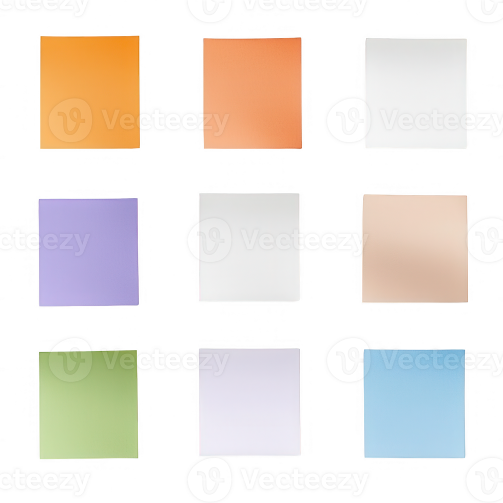 Nine colorful squares arranged in a grid, showcasing vibrant hues and soft textures. png