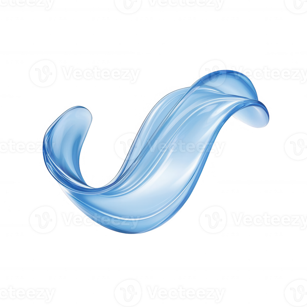 Elegantly flowing blue abstract wave representing purity and fluidity. png