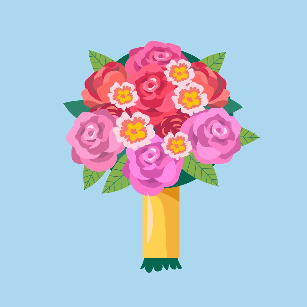 Floral Bouquet With Roses vector