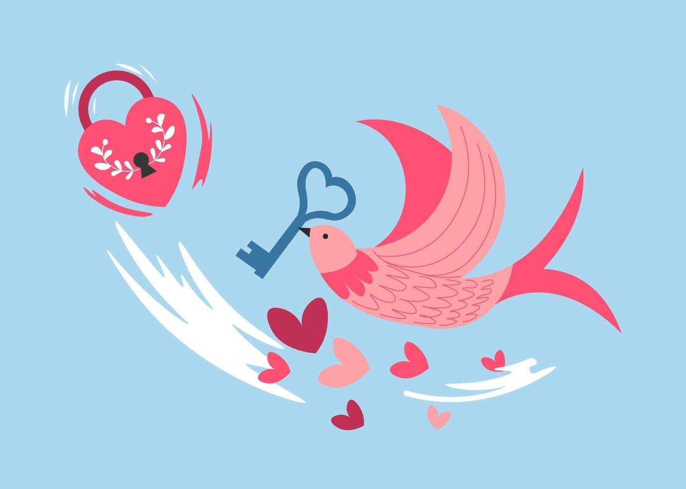 Bird Flying With Heart Key vector