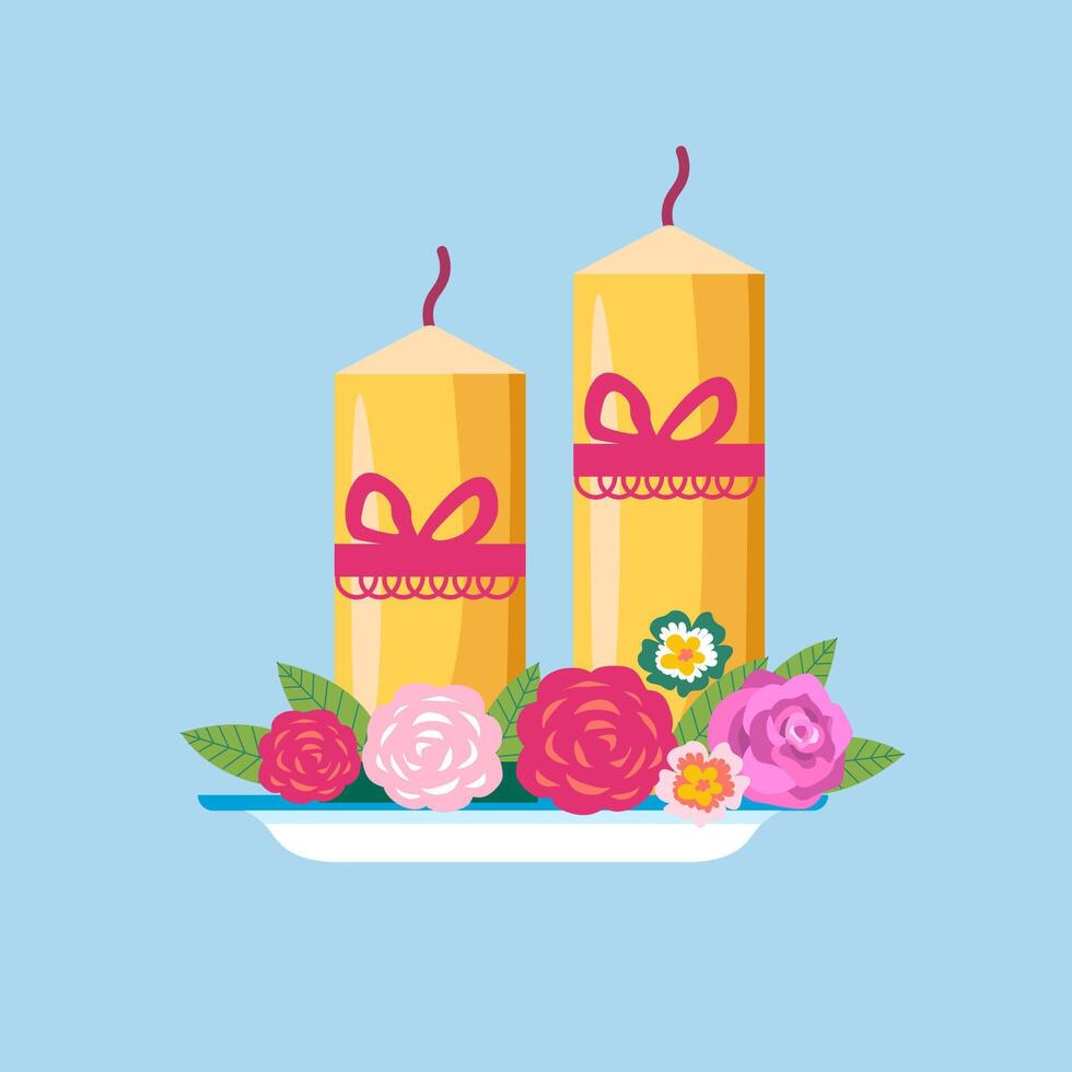 Decorative Wedding Candles Design vector