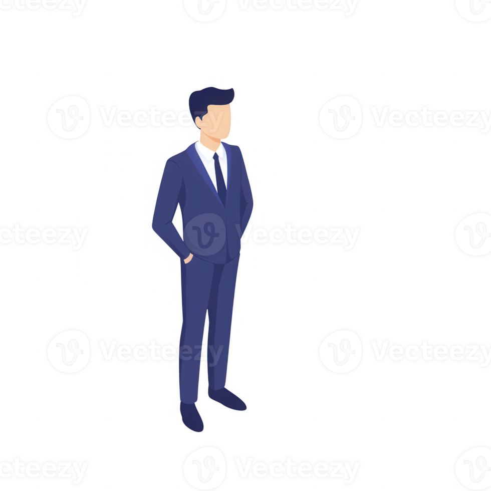 Stylish businessman standing confidently with hands in pockets, symbolizing success. png