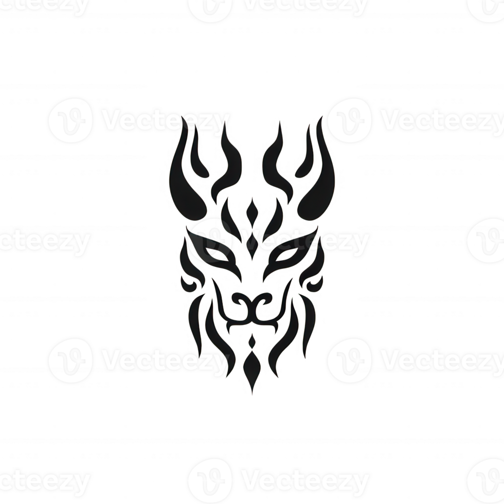 Stylized tribal dragon logo design for branding and artistic projects. png