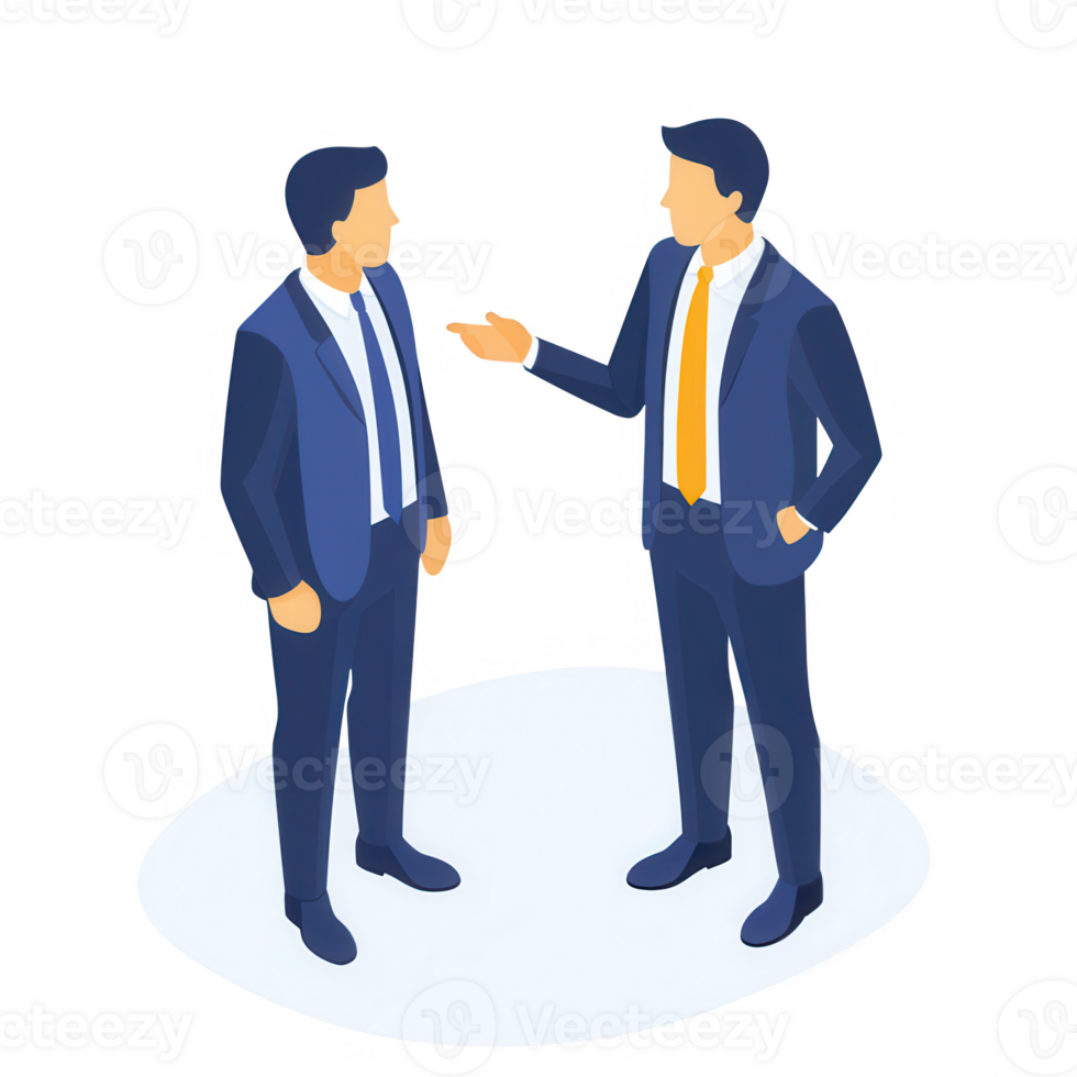 Two business professionals engaging in a meaningful conversation. png