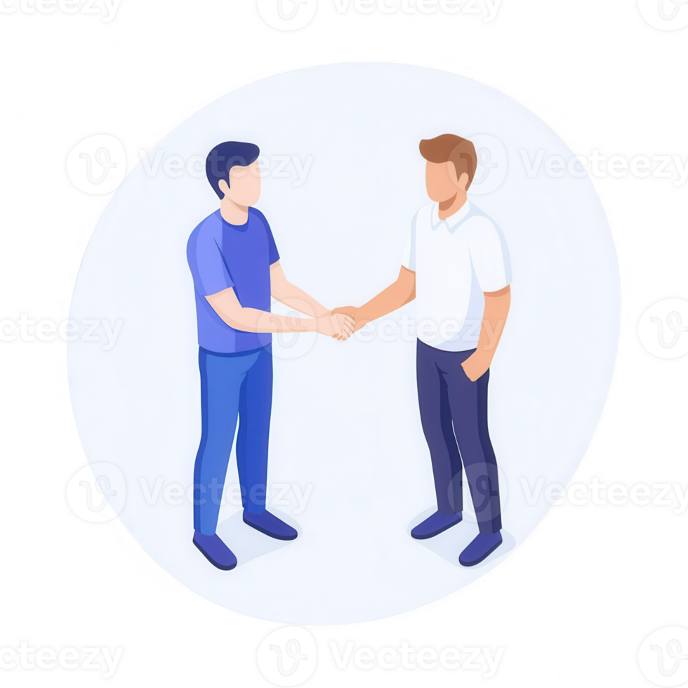 Two professionals shaking hands in a modern office setting, symbolizing partnership. png