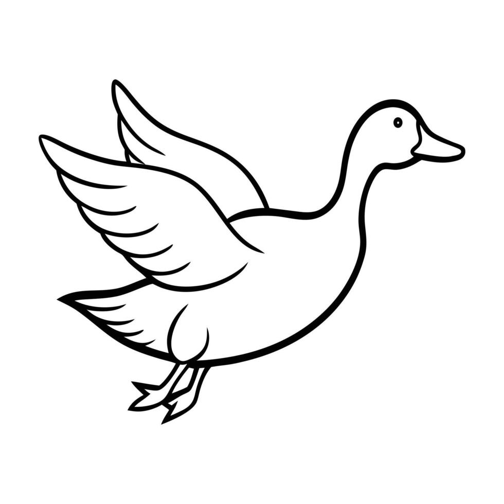 Duck Flying Silhouette - High-Quality Stock Illustration vector