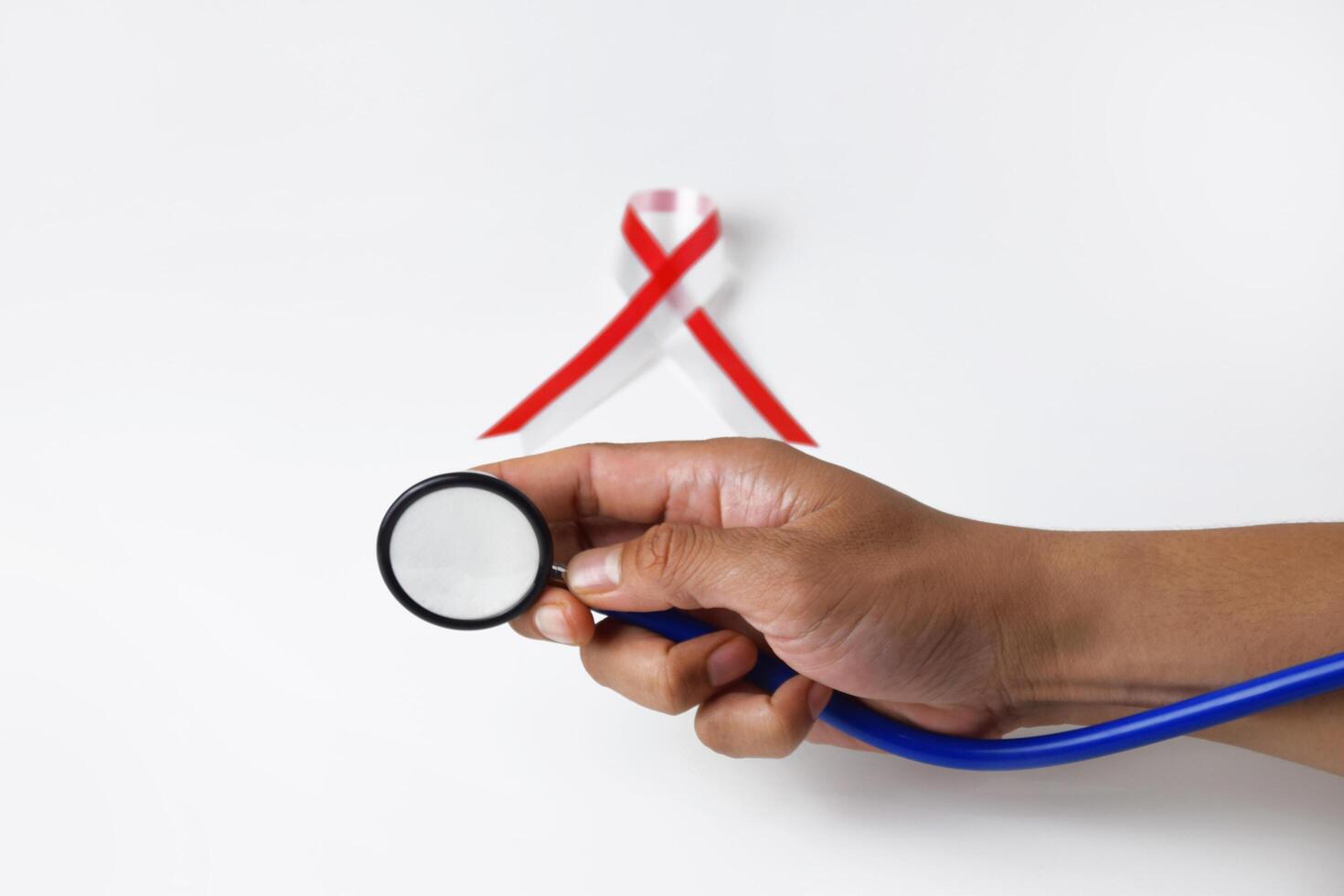Patriotic Medical Care Stethoscope with Red and White Ribbon photo