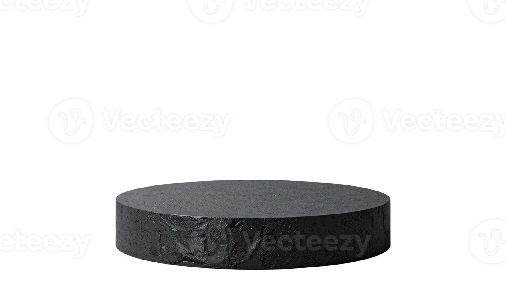 Round black stone or rock podium for product display presentation, cut out, isolated on transparent background png